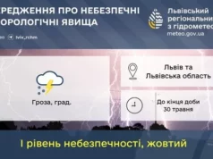 На Львівщині до кінця доби 30 травня очікують грози та град