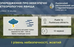 (Українська) На Львівщині 13 червня очікують туман і грози На Львівщині 13 червня очікують туман і грози