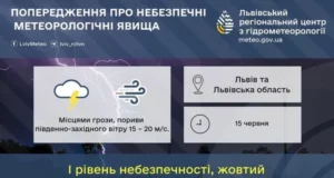 На Львівщині 15 червня очікують грози та посилення вітру