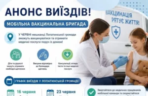 У Лопатинській громаді мобільна бригада проводитиме щеплення у червні У Лопатинській громаді мобільна бригада проводитиме щеплення у червні