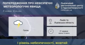 17 червня на Львівщині прогнозують грози першого рівня небезпеки