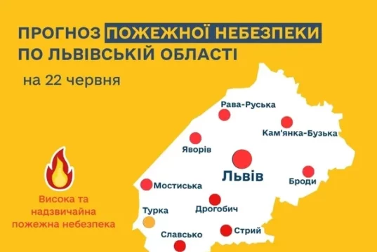 На 22 червня на Львівщині прогнозують надзвичайну пожежну небезпеку