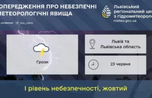 23 червня на Львівщині та у Львові очікують грози 23 червня на Львівщині та у Львові очікують грози