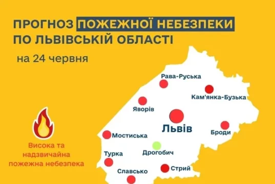 24 червня на Дрогобиччині очікується надзвичайна пожежна небезпека