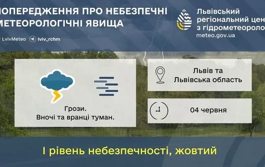 На Львівщині попередили про туман уночі та вранці 4 червня