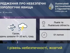 На 1 липня на Львівщині оголосили жовте штормове попередження