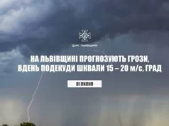 На 1 липня на Львівщині прогнозують грози, шквали та град