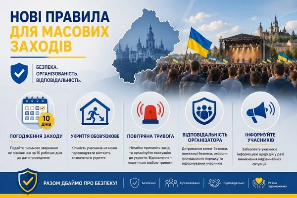 image На Львівщині встановили єдині правила проведення масових заходів під час воєнного стану
