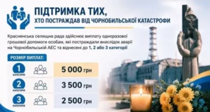 Красненська громада виплачуватиме допомогу постраждалим від Чорнобильської катастрофи