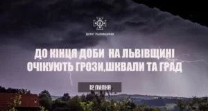На Львівщині до кінця доби прогнозують грози, шквали та град