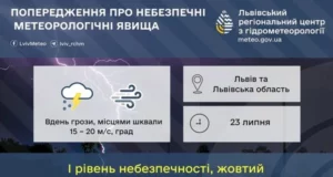 23 липня на Львівщині очікують грози, шквали та град