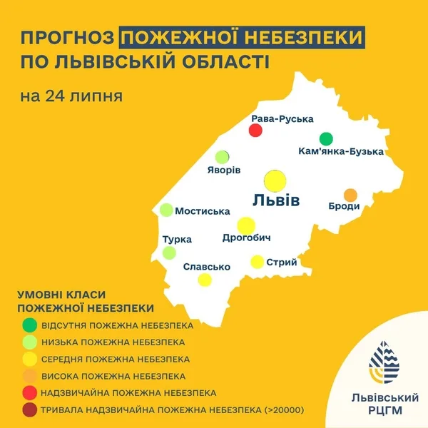 image Пожежна небезпека на Львівщині 24 липня: місцями високий та надзвичайний рівні