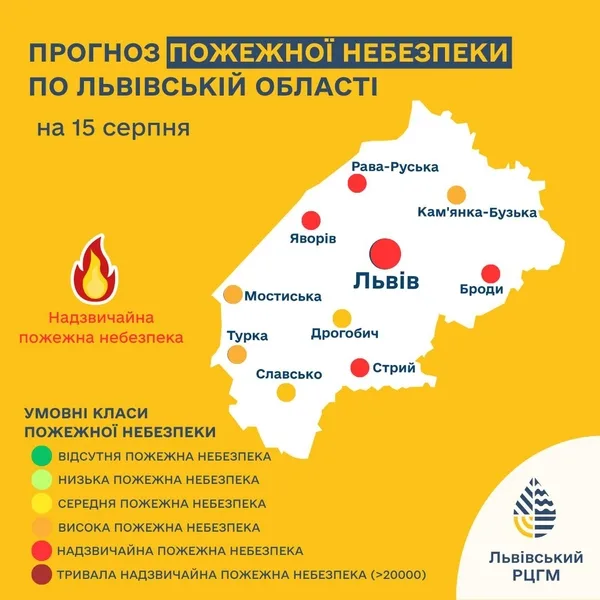 image 15 серпня очікується висока та надзвичайна пожежна небезпека
