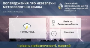 На Львівщині 21 серпня очікують грози та град