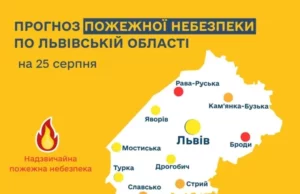 На Львівщині 25–26 серпня очікують високу пожежну небезпеку