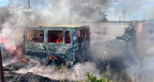 У селі Зубра Львівського району згорів автомобіль Ford Transit