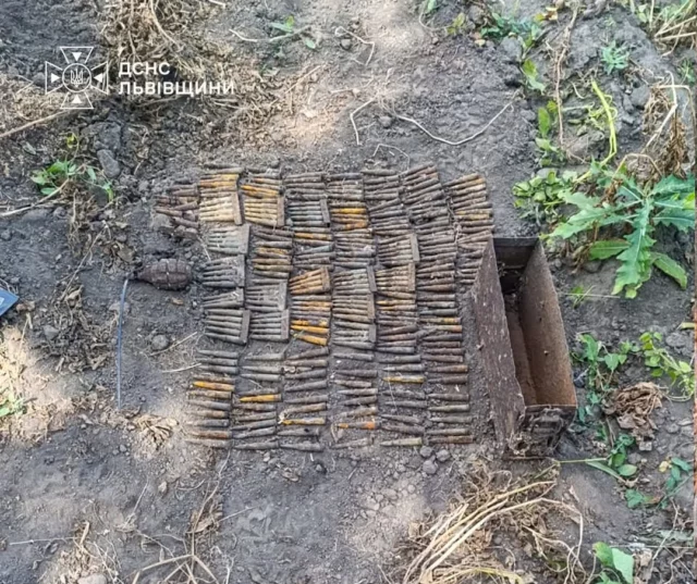 На Львівщині піротехніки ДСНС знищили гранату, патрони та артснаряди часів Другої світової