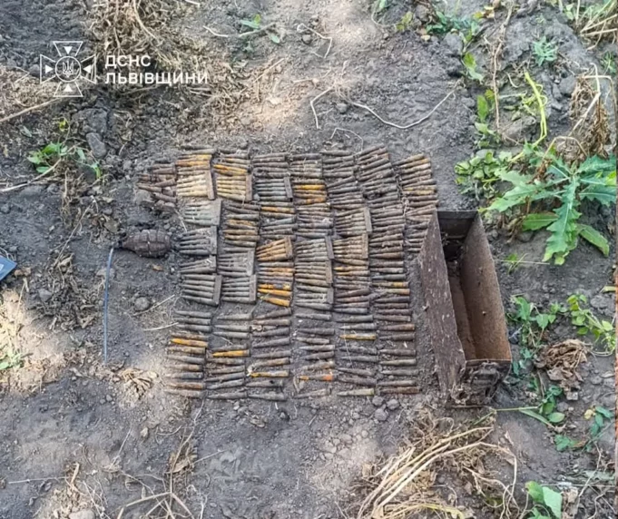 На Львівщині піротехніки ДСНС знищили гранату, патрони та артснаряди часів Другої світової