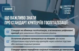 В Україні затвердили єдиний стандарт госпіталізації та виписки пацієнтів