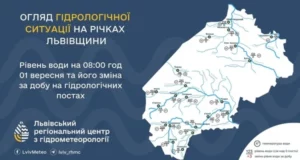 Гідрологічна ситуація на річках Львівщини станом на 1 вересня 2026 року