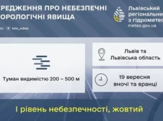 На Львівщині 19 вересня очікують туман і жовтий рівень небезпеки