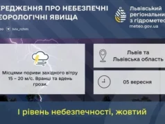 05 вересня на Львівщині очікують грози та сильний вітер
