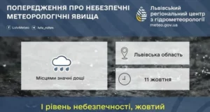 11 жовтня на Львівщині очікують значні дощі