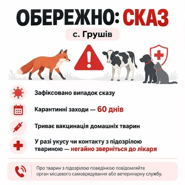 image У селі Грушів Яворівської громади запровадили карантин через сказ