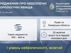 На Львівщині 25 жовтня очікується туман із жовтим рівнем небезпеки