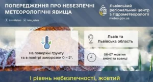 На Львівщині 5–6 жовтня очікуються заморозки та жовтий рівень небезпеки