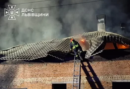 У селі Бірки Яворівського району загорілася будівля з електромобілем